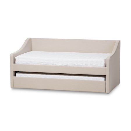 Baxton Studio Barnstorm Beige Upholstered Daybed with Guest Trundle Bed 131-7304